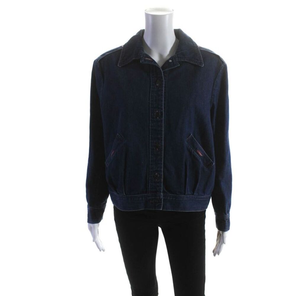 Halston Womens Button Front Collared Oversized Je… - image 1